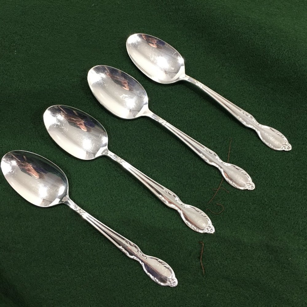 Rogers Bros Royal Manor Silverplate Set of 4 Teaspoons 6 1/8" Original Rogers